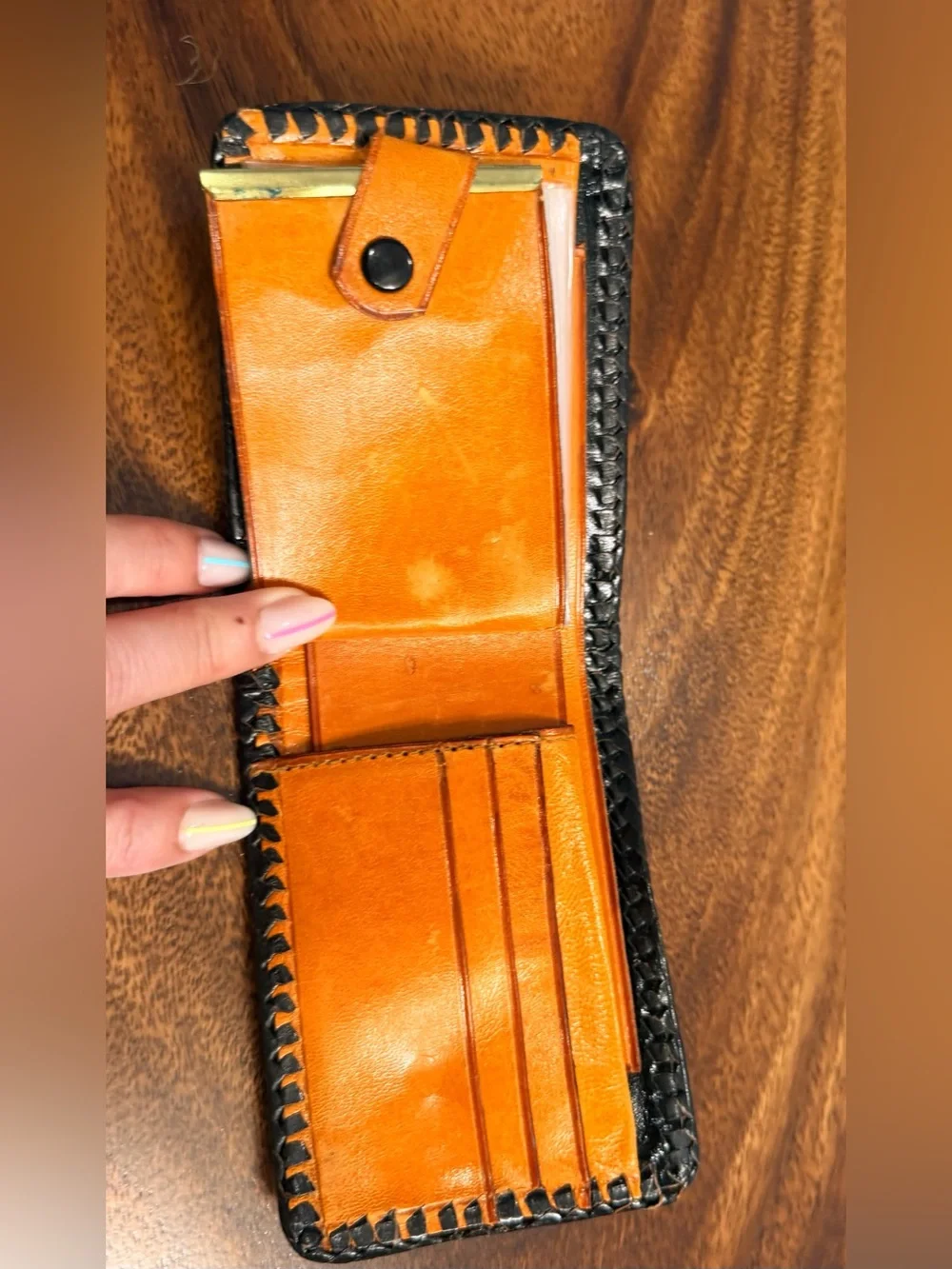 Handcrafted Tooled Brown Leather Wallet & Cardholder Set - Western Horse Design